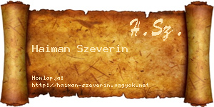 Haiman Szeverin névjegykártya